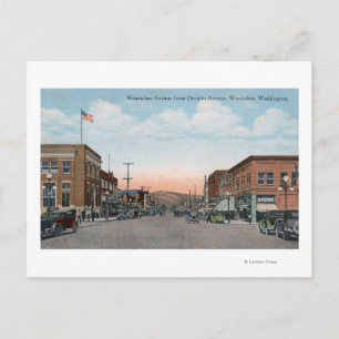 Postal Vista de la avenida Wenatchee desde la avenida Oro