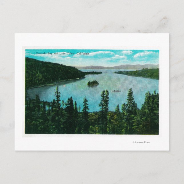 Postal Vista de la Bahía Esmeralda en el Lago Tahoe Tahoe (Anverso)