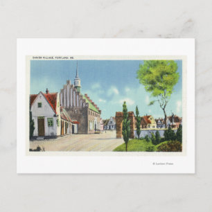 Postal Vista de la calle de la aldea danesa