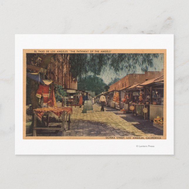 Postal Vista de la calle Olvera. (El Paso de Los Ángeles) (Anverso)