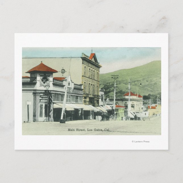 Postal Vista de la calle principal Los Gatos, CA 2 (Anverso)