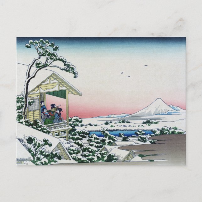 Postal Vista de la Casa del Té Koishikawa al Monte Fuji p (Anverso)