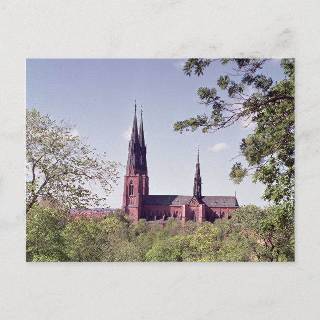 Postal Vista de la catedral de Uppsala desde el castillo (Anverso)