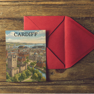 Postal Vista de la ciudad de Cardiff, Gales, Reino Unido,