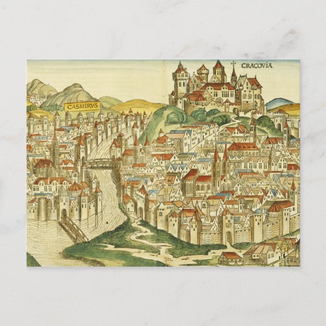 Postal Vista de la ciudad de Cracovia (Kracow), desde el  (Anverso)