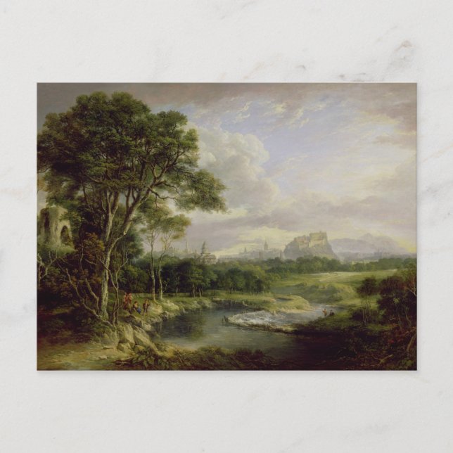 Postal Vista de la ciudad de Edimburgo, c.1822 (aceite so (Anverso)