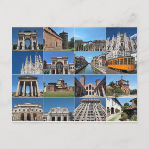 Postal Vista de la ciudad de Milán en Italia