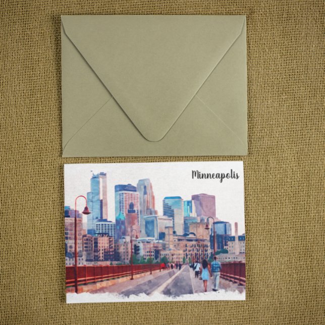 Postal Vista de la ciudad de Minneapolis Minnesota (Minneapolis MInnesota panorama view postcard)