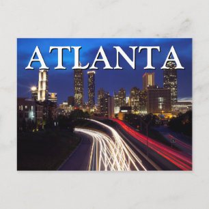 Postal Vista de la ciudad de noche   Atlanta, Georgia