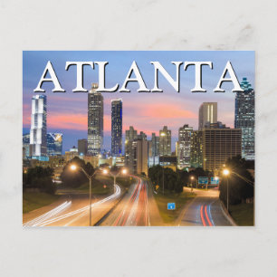 Postal Vista de la ciudad de noche   Atlanta, Georgia