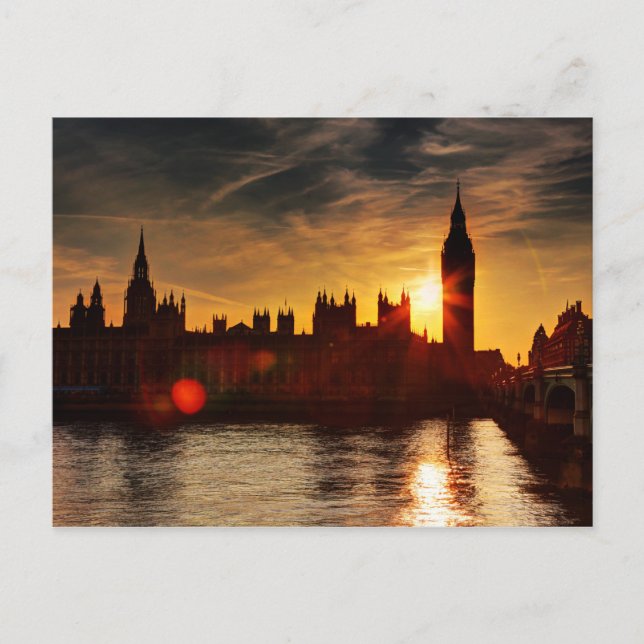 Postal Vista de la ciudad de noche | Londres, Inglaterra (Anverso)