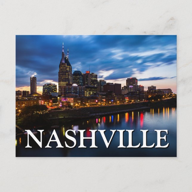 Postal Vista de la ciudad de noche | Nashville, Tennessee (Anverso)