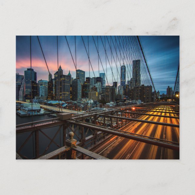 Postal Vista de la ciudad de noche | Nueva York, NY (Anverso)