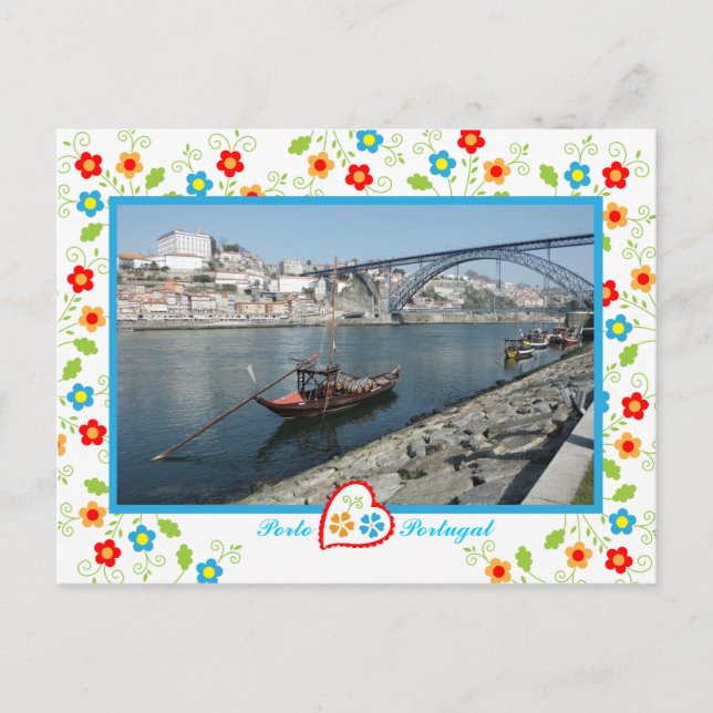 Postal Vista de la ciudad de Oporto a través del río y el (Anverso)