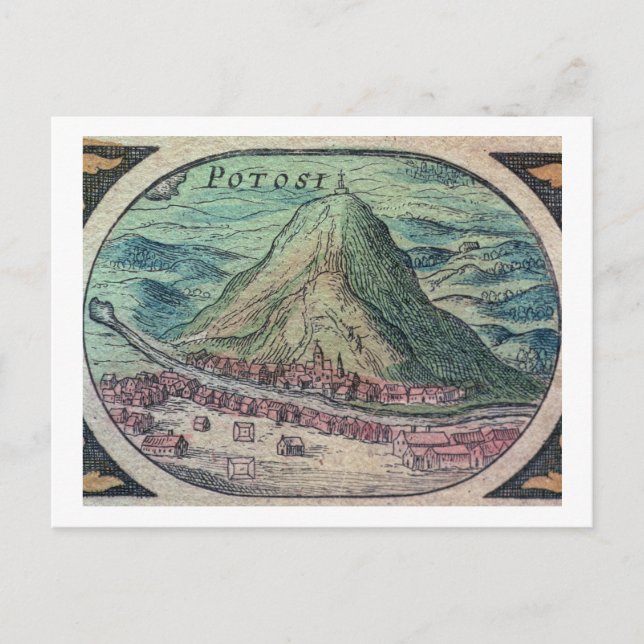 Postal Vista de la ciudad de Potosi, Bolivia, con su famo (Anverso)