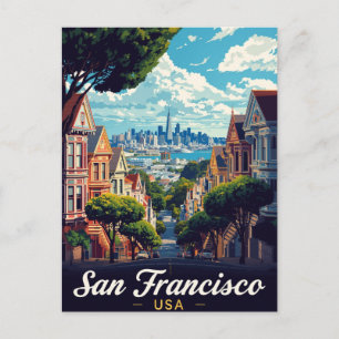 Postal Vista de la ciudad de San Francisco Painted Ladies