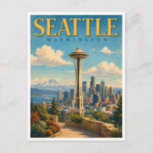 Postal Vista de la ciudad de Seattle, Washington GeoSaga