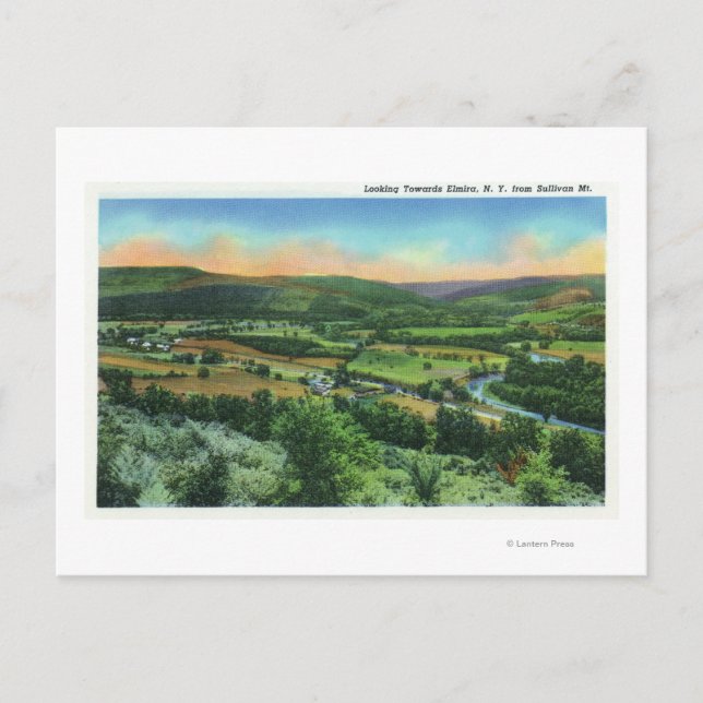 Postal Vista de la ciudad desde las montañas de Sullivan (Anverso)