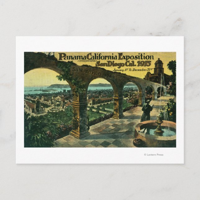 Postal Vista de la ciudad desde una misión, Expo Panamá-C (Anverso)