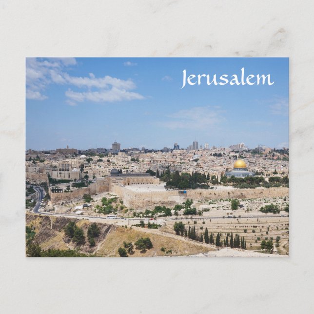 Postal Vista de la Ciudad Vieja de Jerusalén, Israel (Anverso)