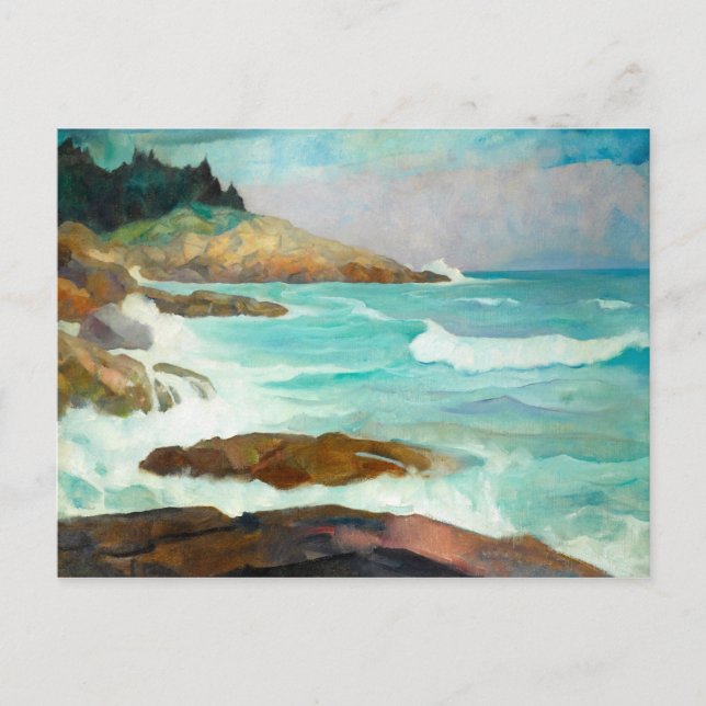 Postal Vista de la costa de Maine por Newell Convers Wyet (Anverso)