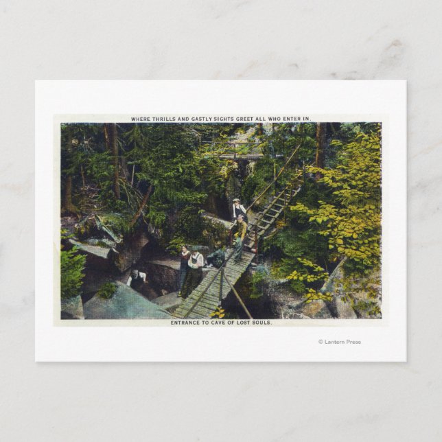 Postal Vista de la entrada de la Cueva de Almas Perdidas (Anverso)