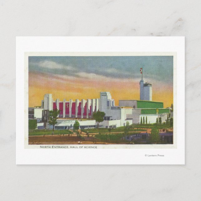 Postal Vista de la entrada norte, Salón de Ciencia (Anverso)
