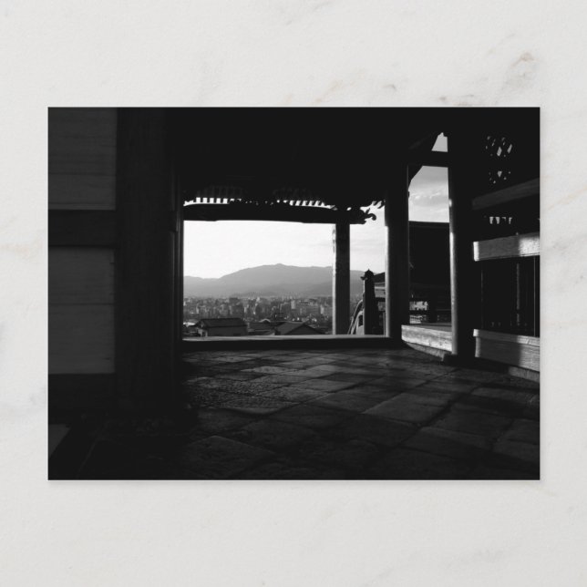 Postal Vista de la fotografía en blanco y negro de Kioto (Anverso)