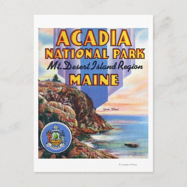 Postal Vista de la Gran Cabeza y el Sello de Maine (Anverso)
