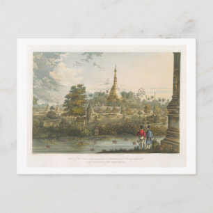 Postal Vista de la Gran Pagoda de Dagon en Rangoon desde 