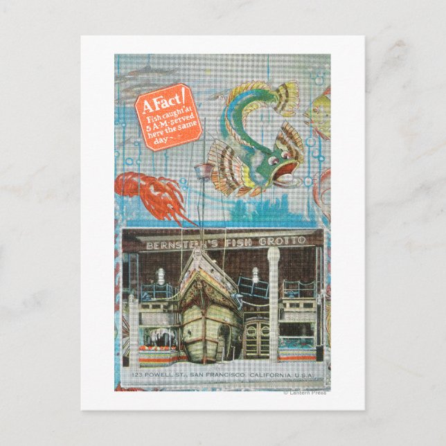 Postal Vista de la Grotto de pescado de Bernstein con pes (Anverso)
