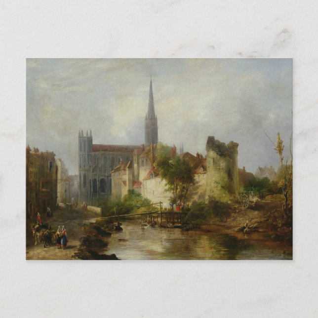 Postal Vista de la Iglesia de San Pedro, Caen, 1841 (Anverso)
