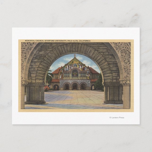 Postal Vista de la Iglesia Memorial, Stanford U. (Anverso)