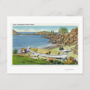 Postal Vista de la isla de Monhegan, escena de la playa