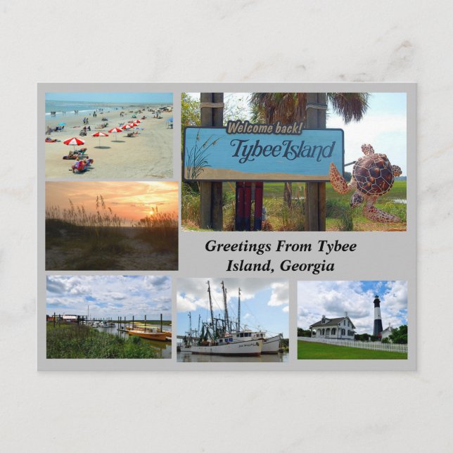 Postal Vista de la isla Tybee, Georgia Postcard (Anverso)