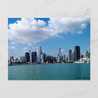 Postal Vista de la línea aérea de Chicago desde el muelle