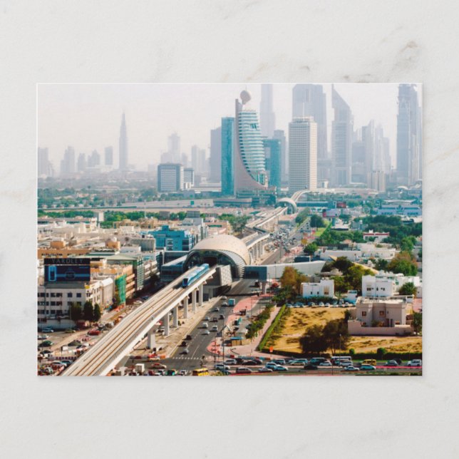 Postal Vista de la línea de metro de la ciudad y rascacie (Anverso)