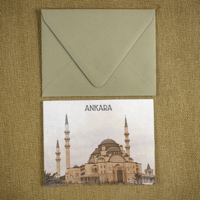 Postal Vista de la Mezquita de Kocatepe de Ankara Turquía (ankara turkey kocatepe postcard)