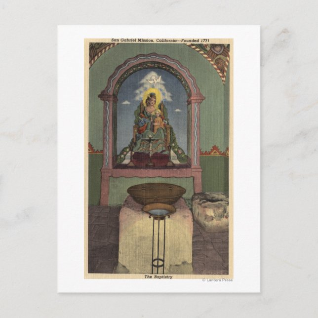Postal Vista de la Misión y el Baptisterio (Anverso)