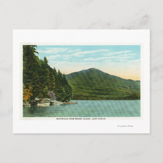 Postal Vista de la montaña Whiteface desde la isla de Moo (Anverso)