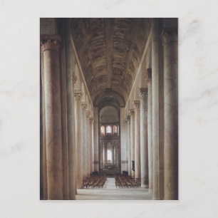 Postal Vista de la nave hacia el coro