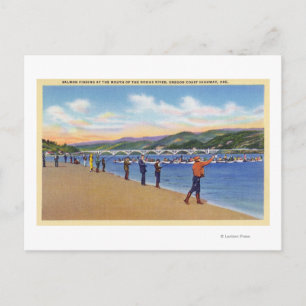 Postal Vista de la pesca de salmón por pescadores