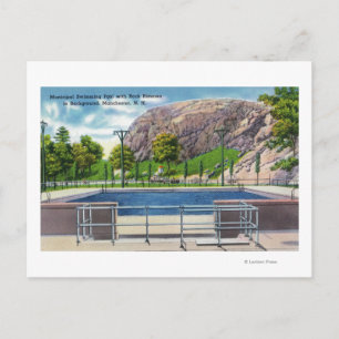 Postal Vista de la piscina municipal de Rock Rimmon