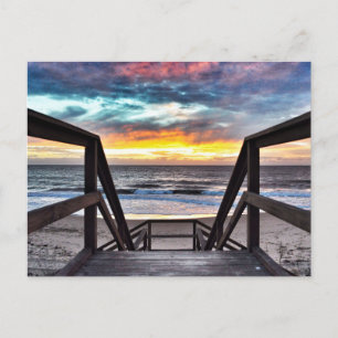 Postal Vista de la playa al atardecer desde la cubierta d