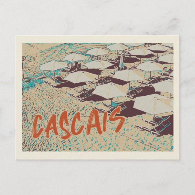Postal Vista de la playa de Cascais , Portugal (Anverso)
