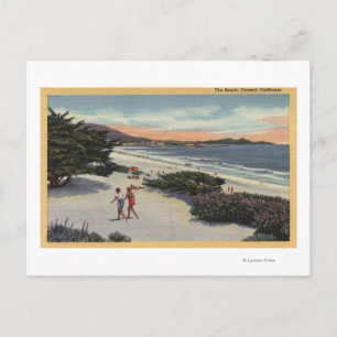 Postal Vista de la playa, Sunbathers Walking
