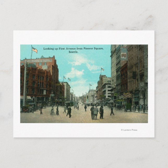 Postal Vista de la primera avenida desde la avenida Pione (Anverso)