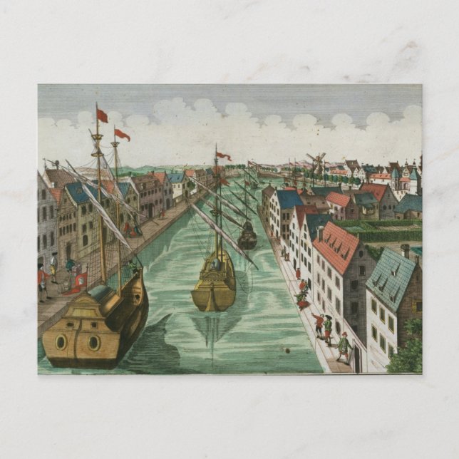 Postal Vista de la Puerta de Kettel en Delft (grabado) (Anverso)