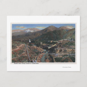 Postal Vista de la represa durante la construcción