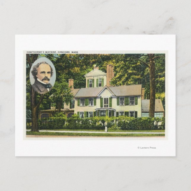 Postal Vista de la residencia Wayside de Hawthorne (Anverso)